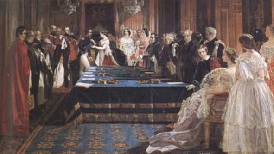 Edward Matthew Ward The Investiture of Napoleon III with the Order of the Garter 18 April 1855 (mk25) Norge oil painting art